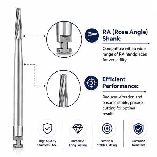 Pivo Amalgam Preparation Carbide Contra-angle Burs - RA (Pack Of 5)