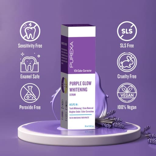 Purexa Teeth Whitening Purple Strips 3 Treatments & Purple Serum Combo (Pack of 5 Each)