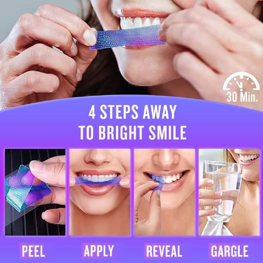 Purexa Teeth Whitening Purple Strips 7 Treatments & V34 Color Corrector Purple Pen Combo (Pack of 5 Each)