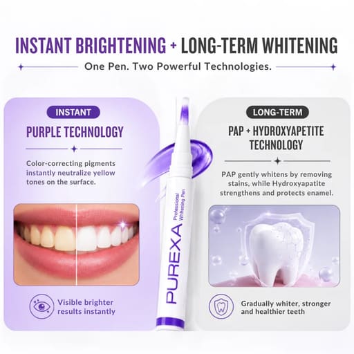 Purexa V34 Color Corrector Teeth Whitening Purple Pen & Purple Serum Combo (Pack of 5 Each)
