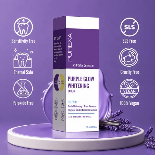 Purexa V34 Color Corrector Teeth Whitening Purple Pen & Purple Serum Combo (Pack of 5 Each)
