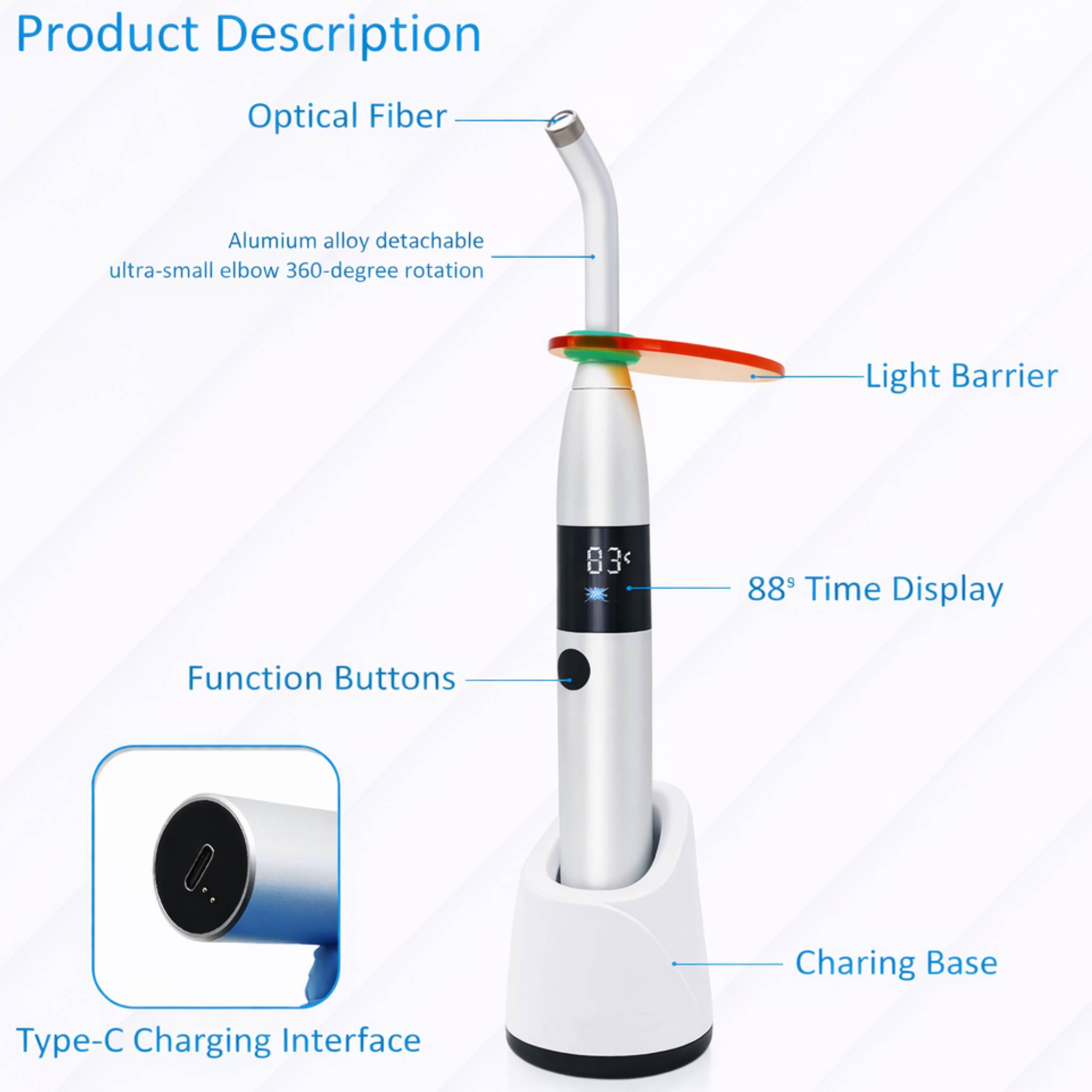 Dental 1 Second LED Light Cure Unit With Caries Detection (BG150)