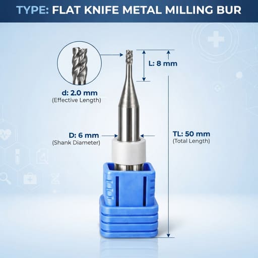 Nexy Metal Milling Bur  - Flat Knife 2.0mm (JDM5DW Type)-T6