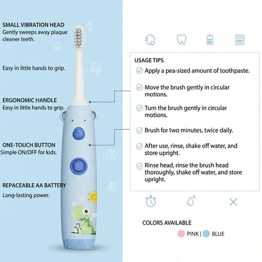 MyOra Dinobrush Battery Operated Electric Toothbrush For Kids