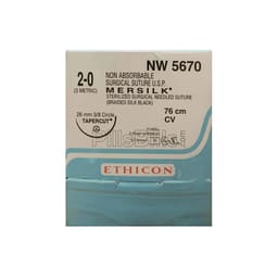 Ethicon Mersilk #2-0 Black Braided Suture - 6