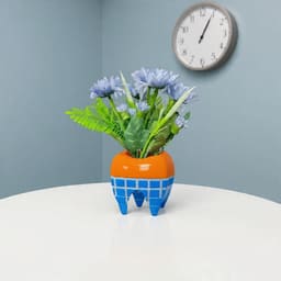 iDENTical Happy Molar Flower Pots With Artificial Daisies - 10