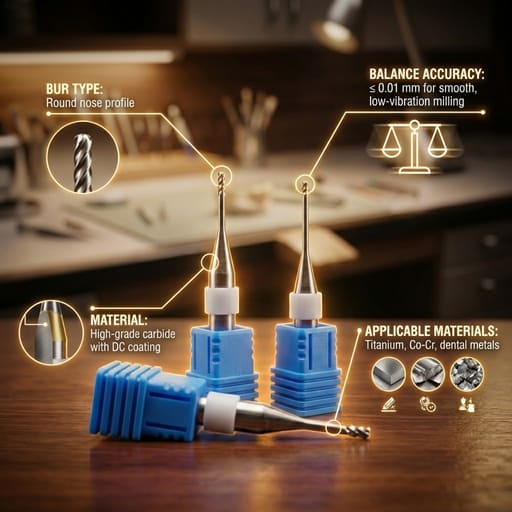 Nexy Metal Milling Bur - Round Nose Knife (JDM5DW Type)