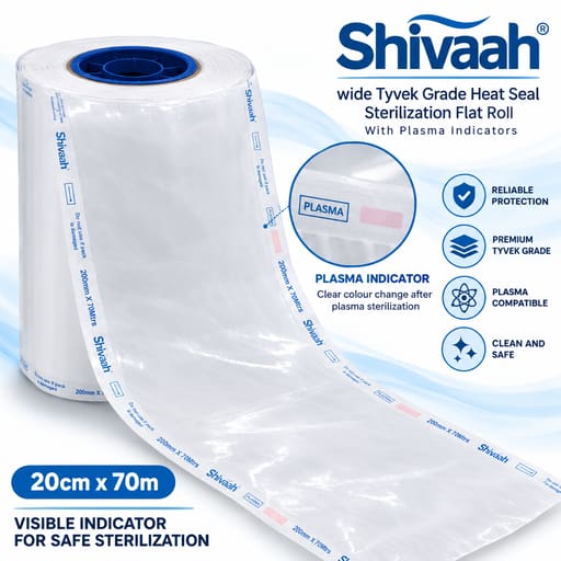 Shivaah Tyvek Grade Heat Seal Sterilization Flat Roll With Plasma Indicators