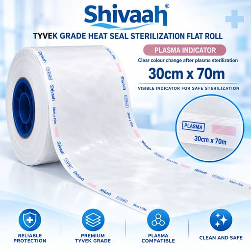 Shivaah Tyvek Grade Heat Seal Sterilization Flat Roll With Plasma Indicators