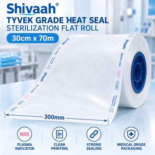 Shivaah Tyvek Grade Heat Seal Sterilization Flat Roll With Plasma Indicators