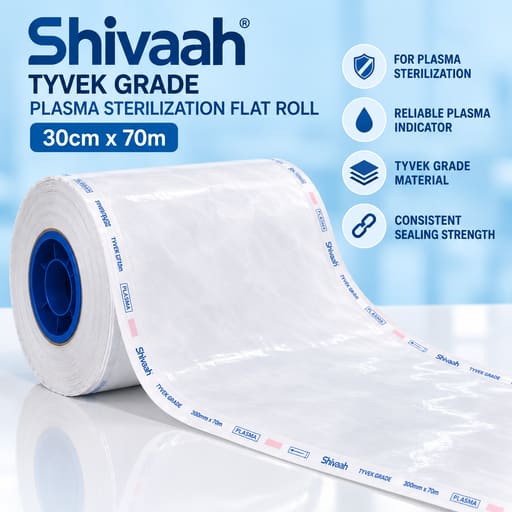 Shivaah Tyvek Grade Heat Seal Sterilization Flat Roll With Plasma Indicators