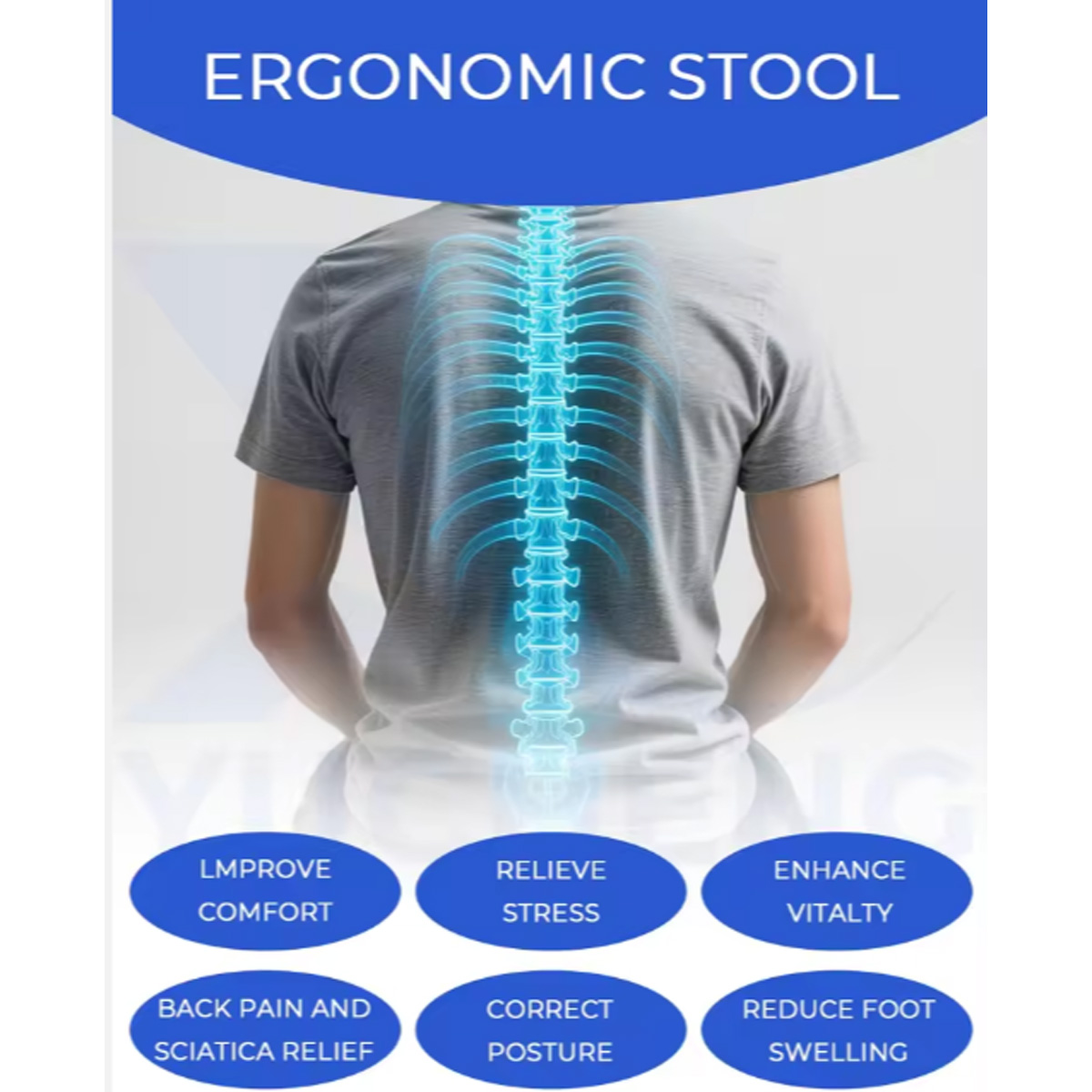 Sparedent Dental Stool With Backrest and Metal Base