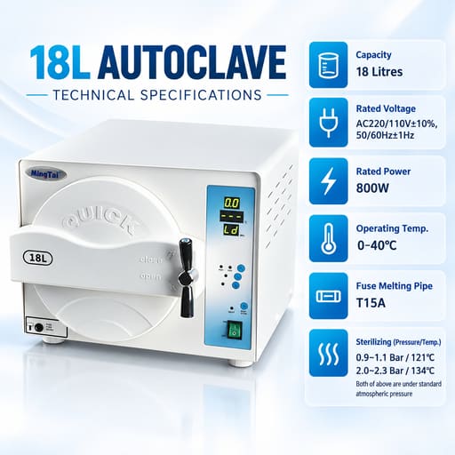 Sun N-Class Front Loading Autoclave - 18 litres