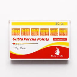 Sure Endo Gutta Percha Length Marked - 6% #20 (Pack of 120)