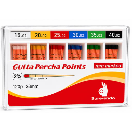 Sure Endo Gutta Percha Length Marked - 2% (Pack of 120)