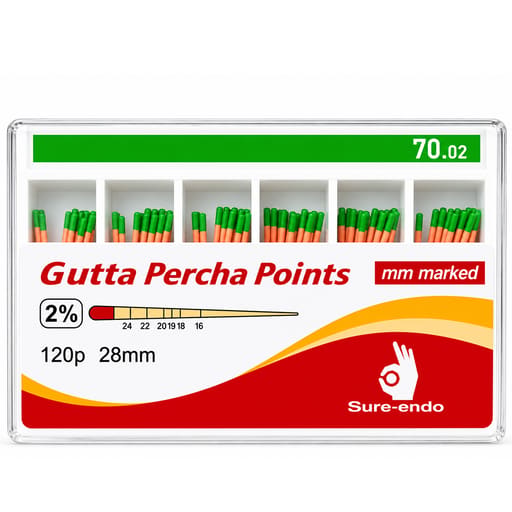 Sure Endo Gutta Percha Length Marked - 2% (Pack of 120)