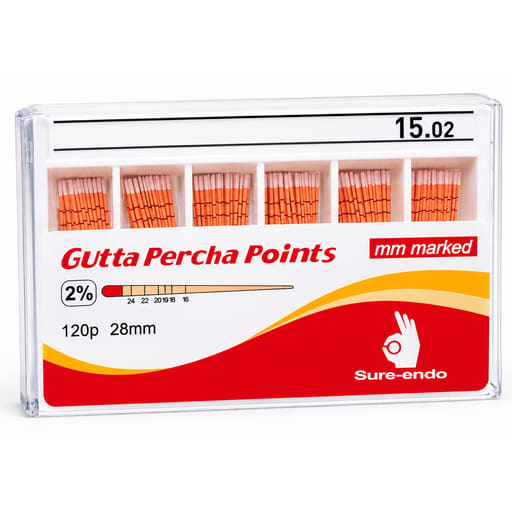 Sure Endo Gutta Percha Length Marked - 2% (Pack of 120)