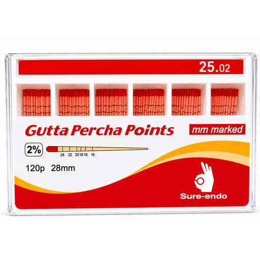 Sure Endo Gutta Percha Length Marked - 2% (Pack of 120)