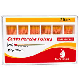 Sure Endo Gutta Percha Length Marked - 2% #20 (Pack of 120)