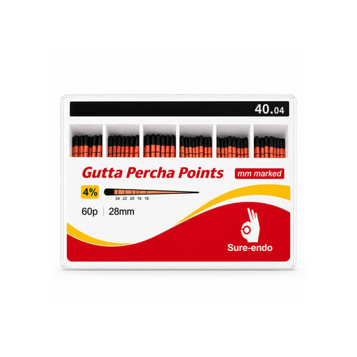 Sure Endo Gutta Percha Length Marked - 4% #40 (Pack of 60)