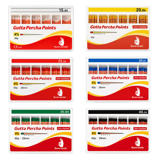 Sure Endo Gutta Percha Length Marked - 4% (Pack of 60)