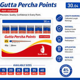 Sure Endo Gutta Percha Length Marked - 4% (Pack of 60) - 6