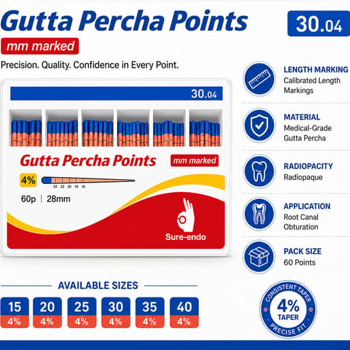 Sure Endo Gutta Percha Length Marked - 4% (Pack of 60)
