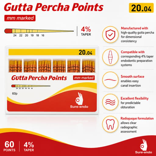 Sure Endo Gutta Percha Length Marked - 4% (Pack of 60)