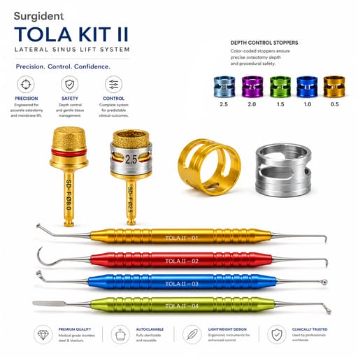 Surgident TOLA Kit II for Lateral Sinus Approach with Stoppers (SD-TOLA2)