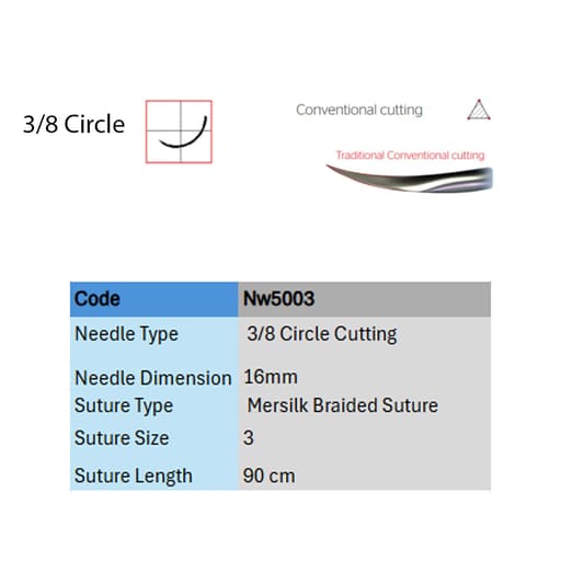 Ethicon Mersilk #3-0 Black Braided Suture1 - 90Cm(Nw5003) Pack Of 12