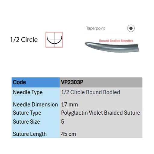 Ethicon Vicryl Plus # 5-0 Absorbable Violet Braided Suture (VP2303P) (Pack Of 12)