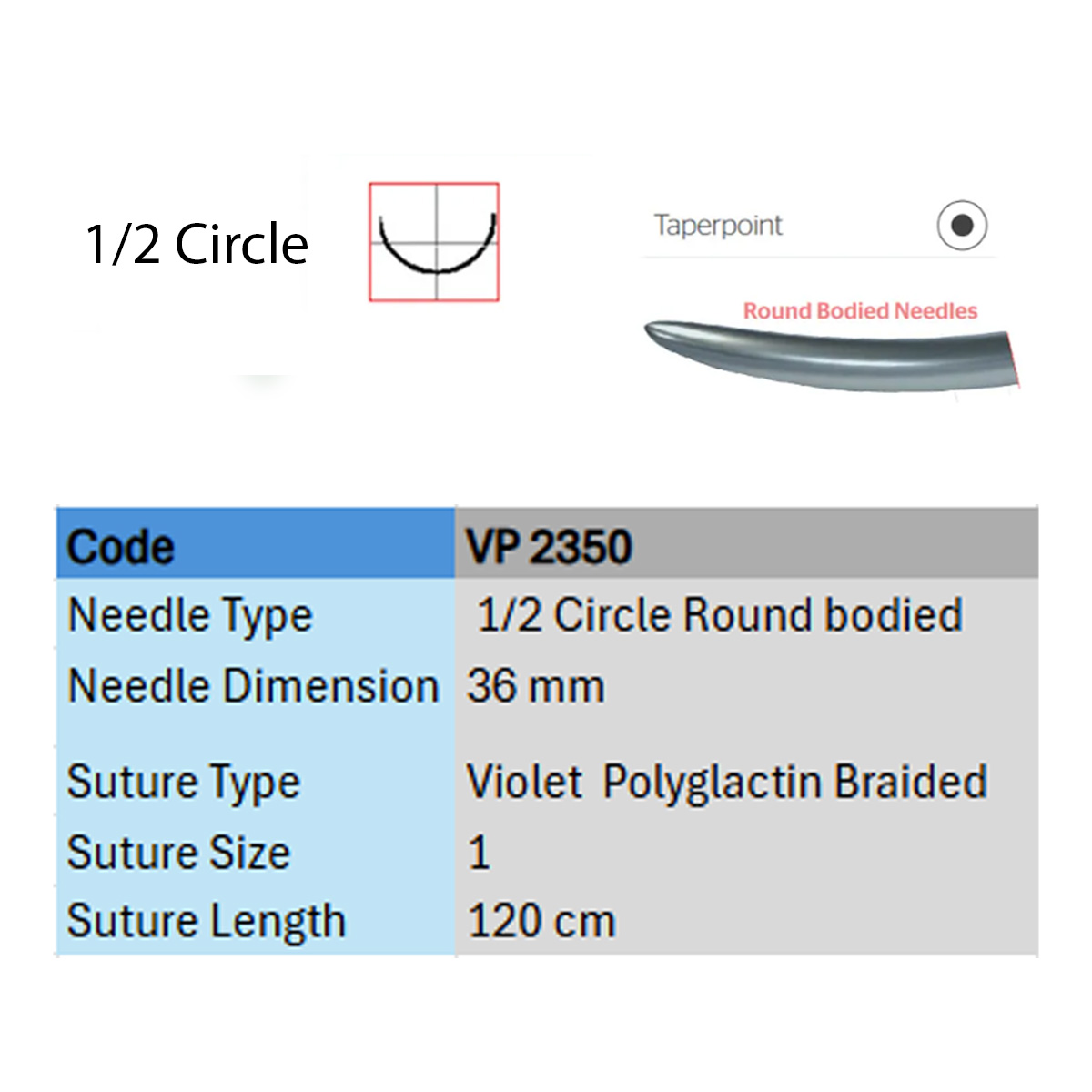 Ethicon Vicryl Plus # 1 Absorbable Violet Braided Suture (VP 2350) (Pack Of 12)