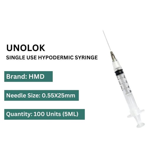 HMD Unolok Syringe 5ml | 27 Gauge | 1.5 Inch Needle