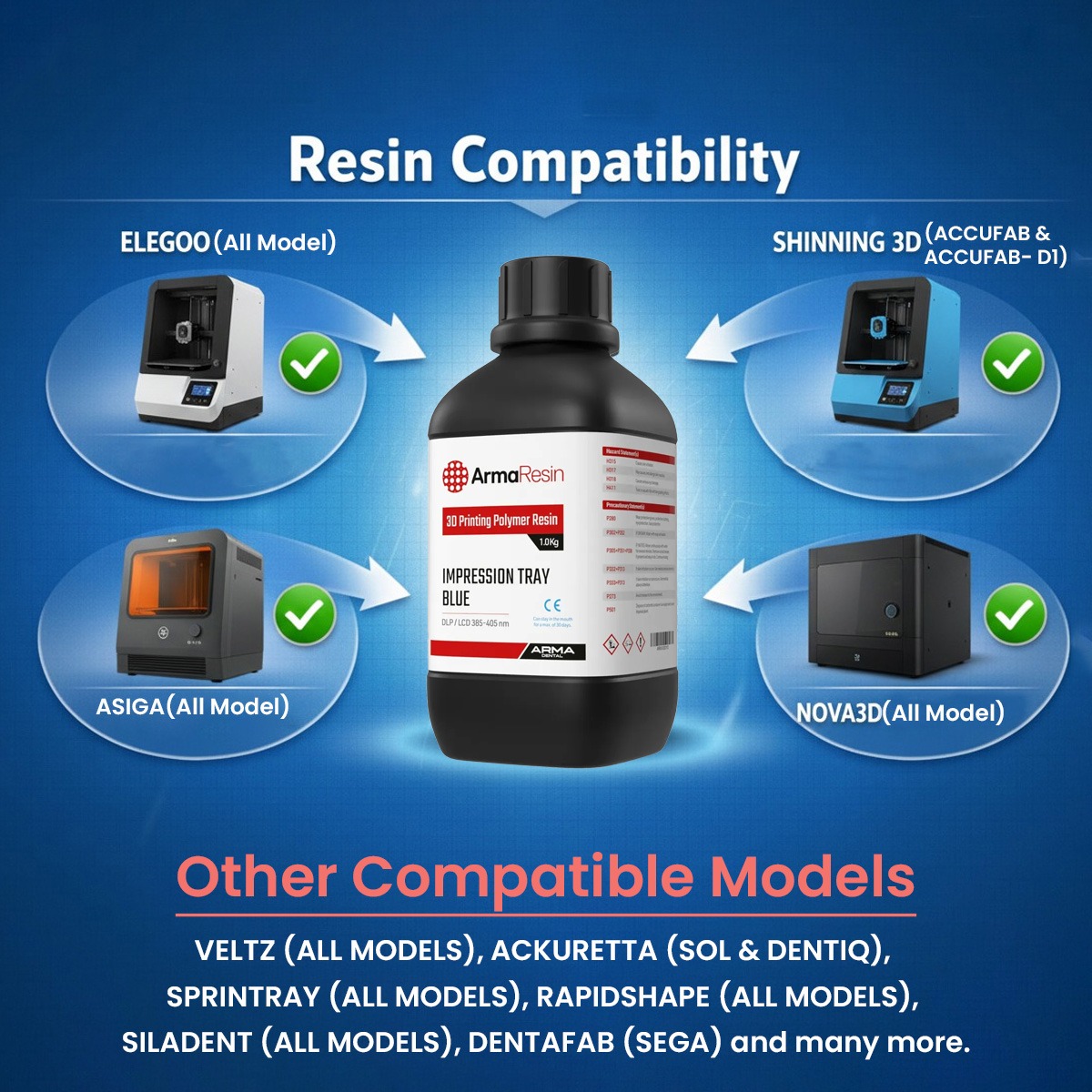 Arma Dental 3D Printing Resin - Impression Tray (1 KG) - Blue