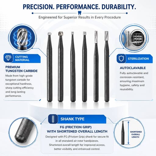 TriHawk Short Shank FG Carbide Airotor Burs (Pack of 1)