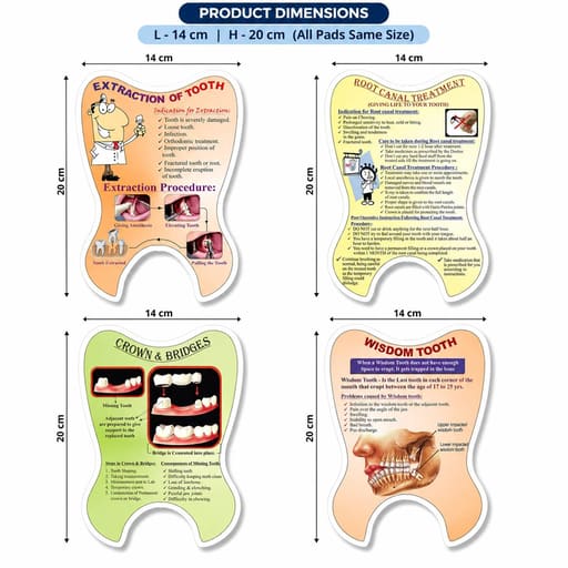 Unique Dents Tooth - Shaped Educative Pads (EP001) - Set of 4 (English)