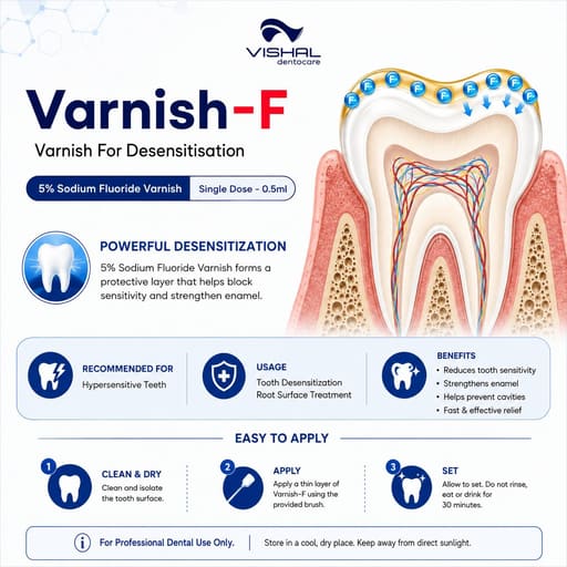 Vishal Dentocare 5% Sodium Fluoride Varnish Single Dose - 0.5ml (Pack of 10)