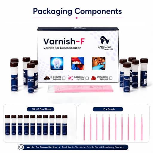Vishal Dentocare 5% Sodium Fluoride Varnish Single Dose - 0.5ml (Pack of 10)