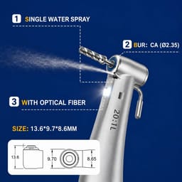 Waldent 20:1 LED Implant Surgical Contra-Angle Handpiece – Push Button | Fiber Optic | For Implant Motors - 6