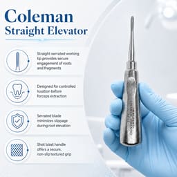 Waldent Coleman Straight Serrated Root Elevator with Shot Blast Handle (2/117) - 5