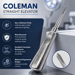 Waldent Coleman Straight Serrated Root Elevator with Shot Blast Handle (2/117) - 6