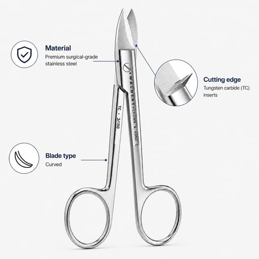 Waldent Crown & Band Scissors TC - Curved (3/150)