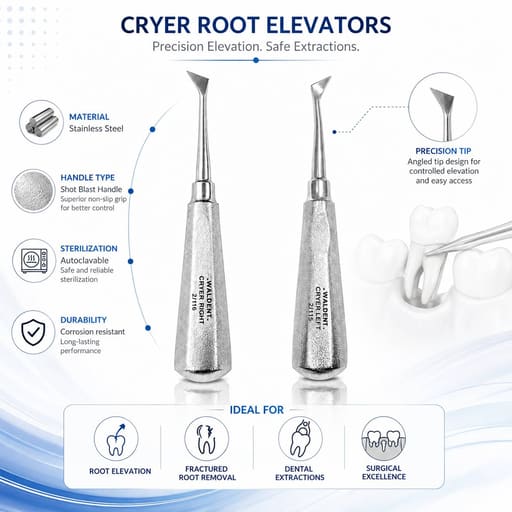 Waldent Cryer Root Elevator with Shot Blast Handle