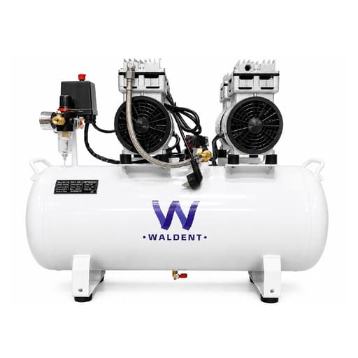 Waldent Double Head Dental Air Compressor Oil Free 2 Hp - Cylindrical Tank (WAC-200-DH-CT)