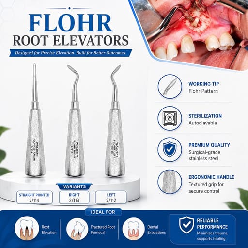 Waldent Flohr Root Elevators with Shot Blast Handle