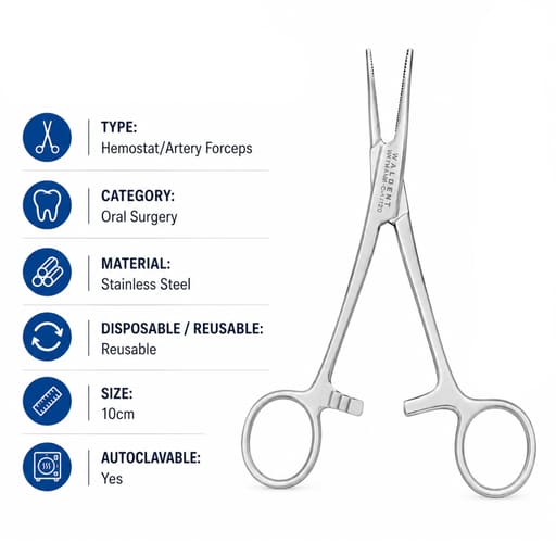 Waldent Hartmann Hemostats Baby Mosquito Curved - 10cm (4/120)