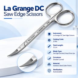 Waldent La Grange Double Curved Saw Edge Scissors 12cm (3/160) - 6