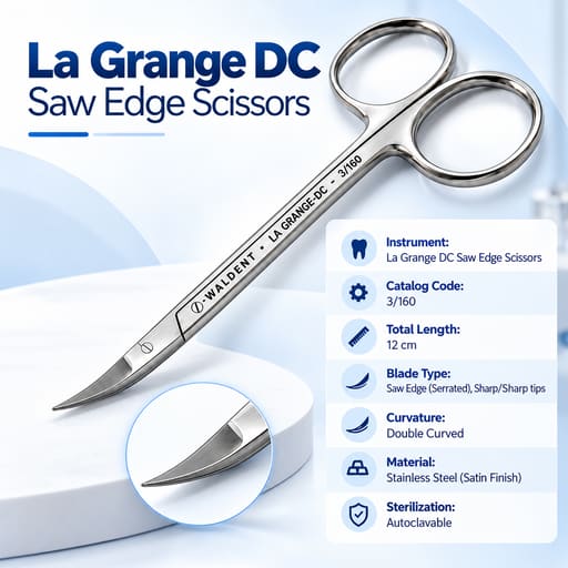 Waldent La Grange Double Curved Saw Edge Scissors 12cm (3/160)