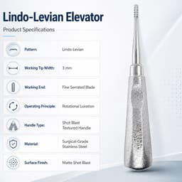 Waldent Lindo-Levian Root Elevator with Shot Blast Handle - 3mm (2/124) - 3