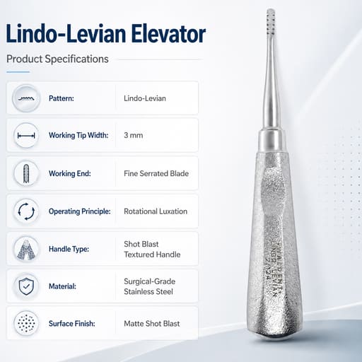 Waldent Lindo-Levian Root Elevator with Shot Blast Handle - 3mm (2/124)